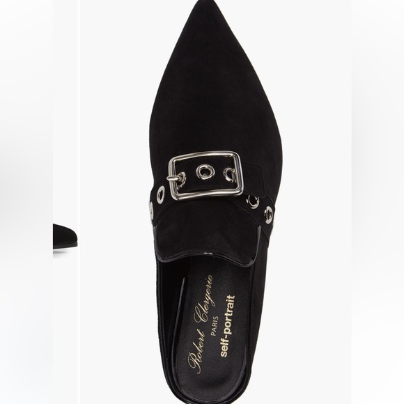 Robert Clergerie X Self Portrait Lopal Mules Loafers Suede Black 40/10.5 NWOB - Picture 4 of 12